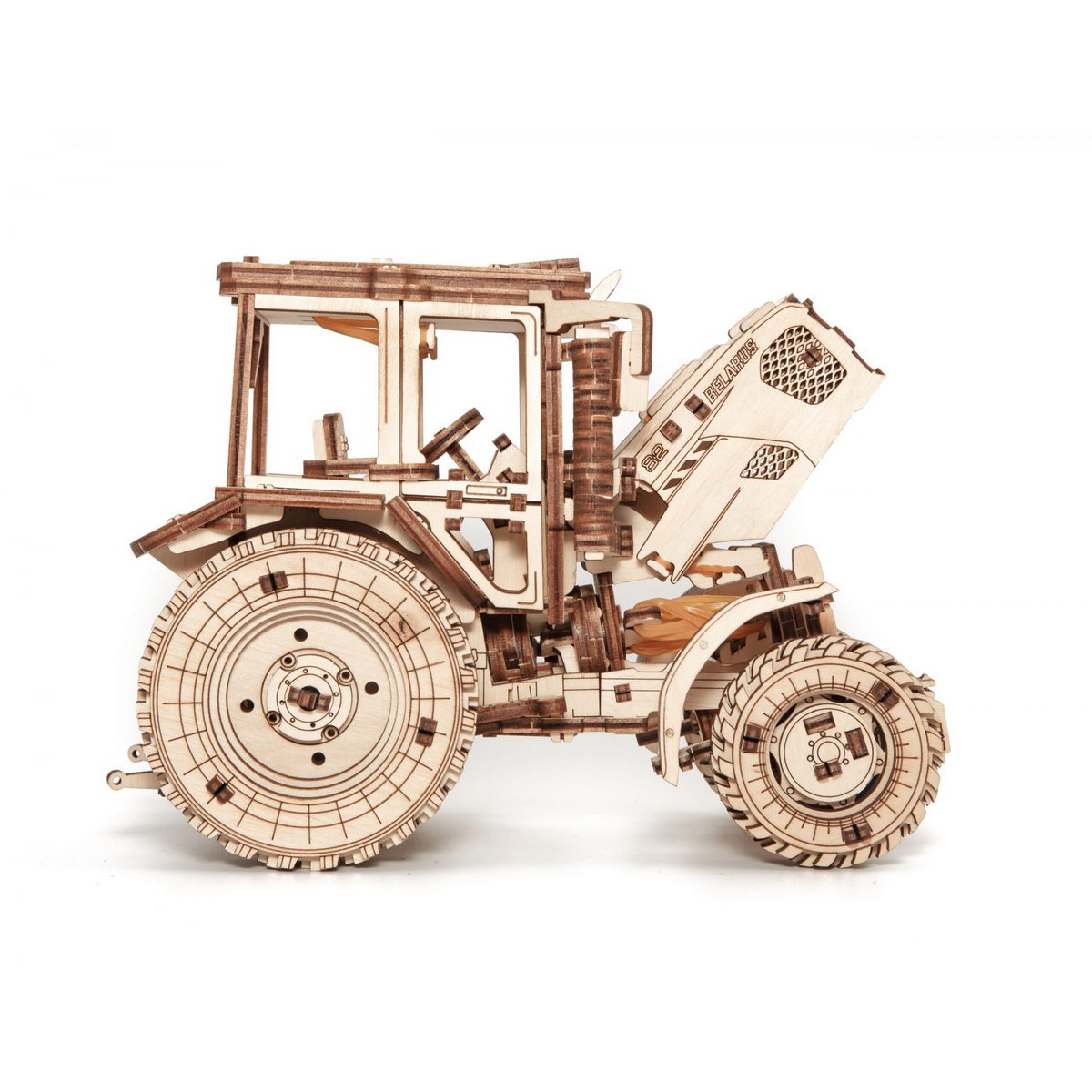 Mechanische houten puzzel Belarus-82 tractor, 269 onderdelen, 21,8 x 11,8 x 15,5 cm