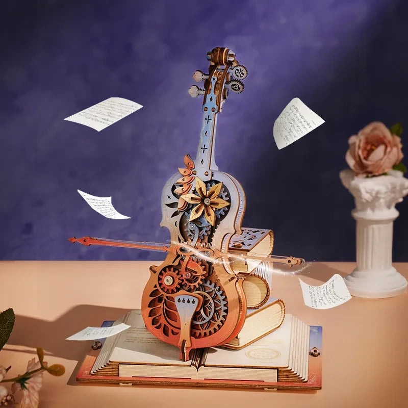 DIY 3D houten muziekdoos Magic Cello, 23,5 x 20,5 x 18,5 cm