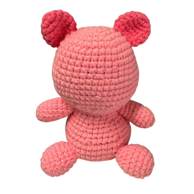 Gehaakte beer, roze, 15 cm