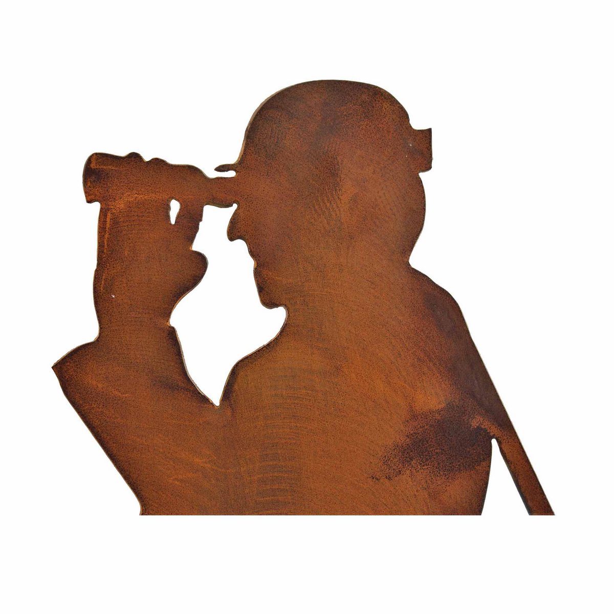 Roestmetalen jager “Fritz” met verrekijker, 60 cm