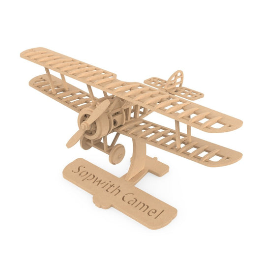 3D houten bouwpakket Sopwith Camel vliegtuig 25 × 18 × 16 cm – 99 stukjes