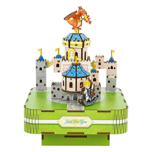 DIY 3D houten muziekdoos Fairytale Castle, 14 x 14 x 18,5 cm