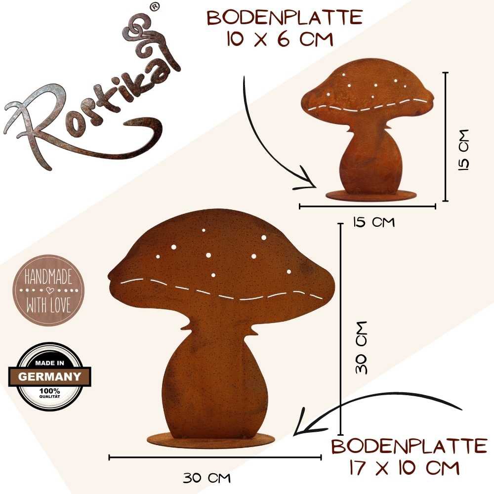 Roestmetalen paddenstoel, in 2 maten of als set