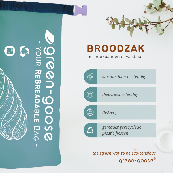 Herbruikbare broodzak XL van gerecycled rPET, 28 x 42 cm