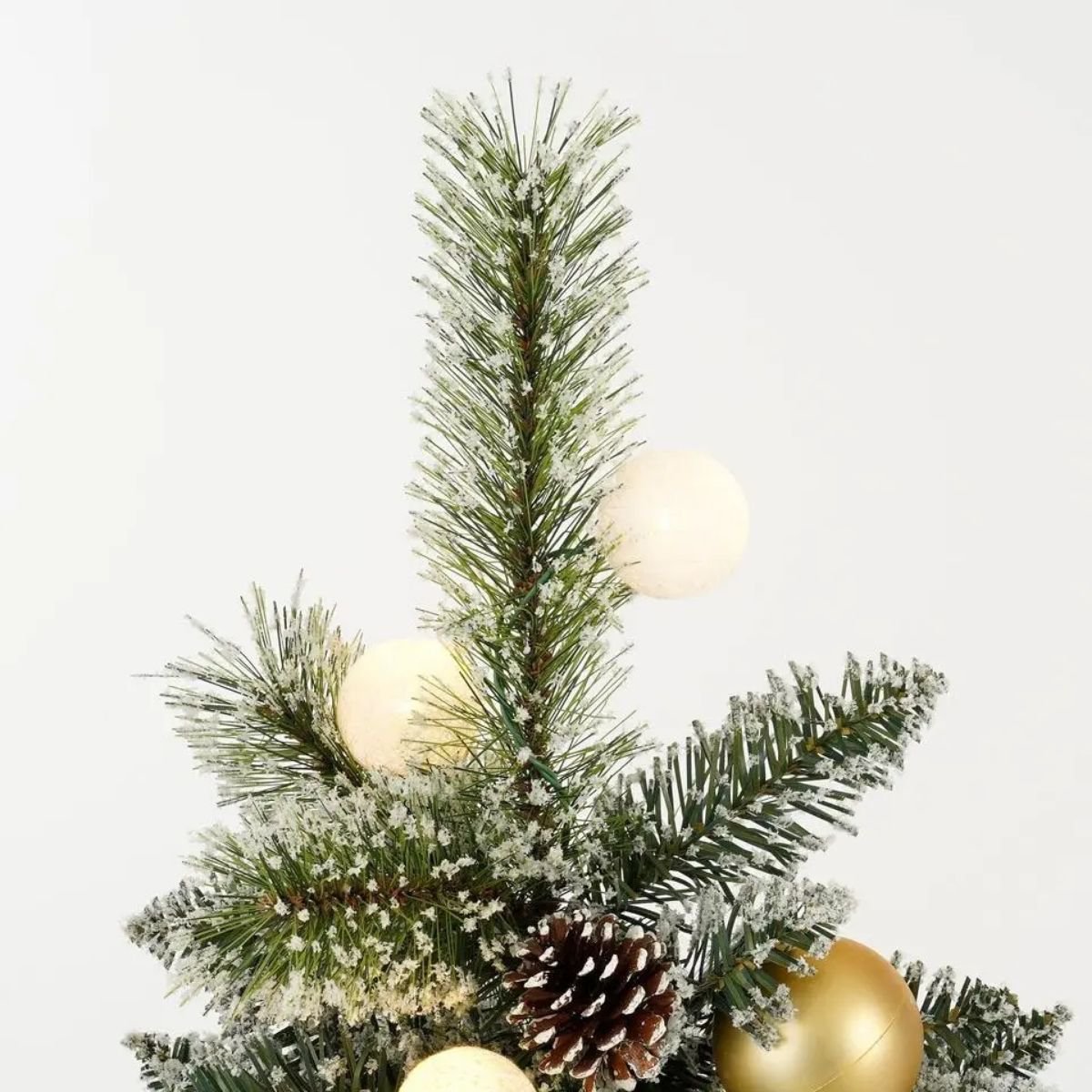 Kaprun frosted kunstkerstboom met LED in goud/groen, 90 cm, Ø 51 cm