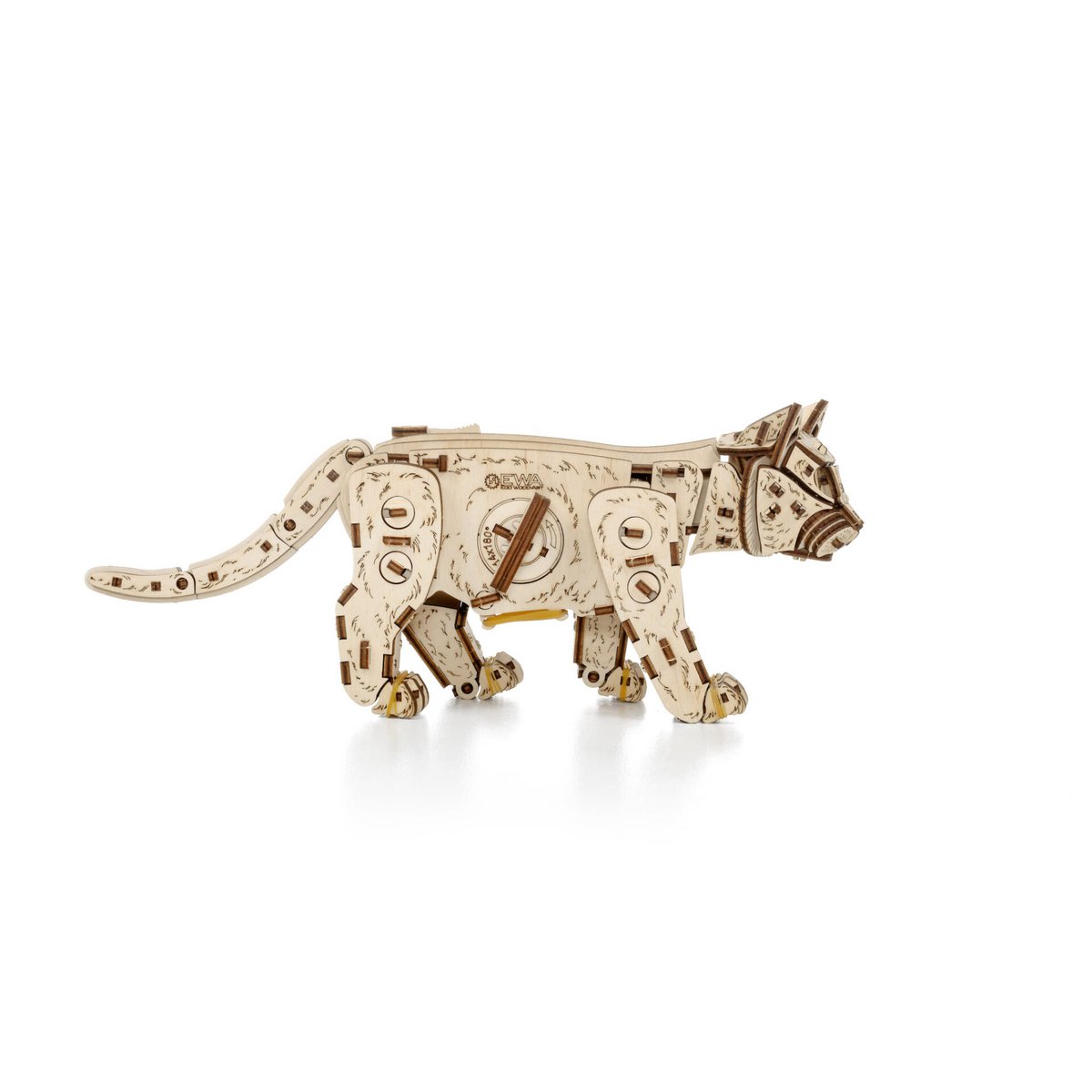 DIY houten mechanische puzzel kitten, 35,1 x 8,4 x 14,5 cm