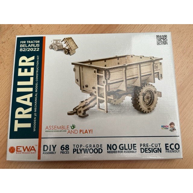 DIY houten mechanische puzzel tractor aanhanger, 20 x 11,6 x 11 cm