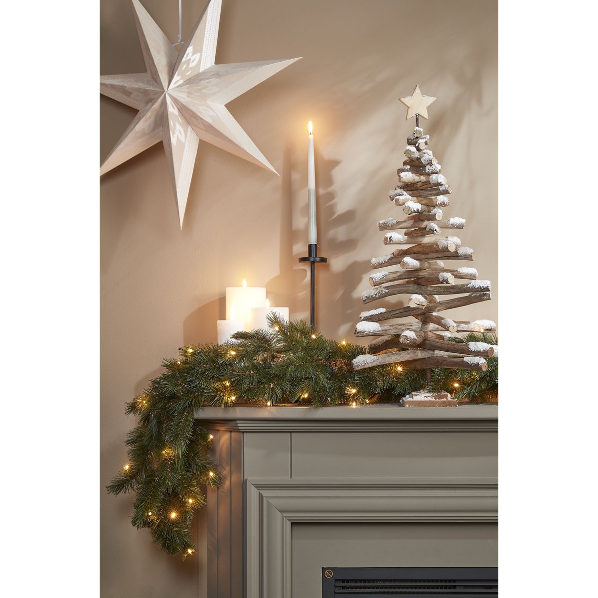 Guirlande Forest Frosted met LED-verlichting, 180 cm