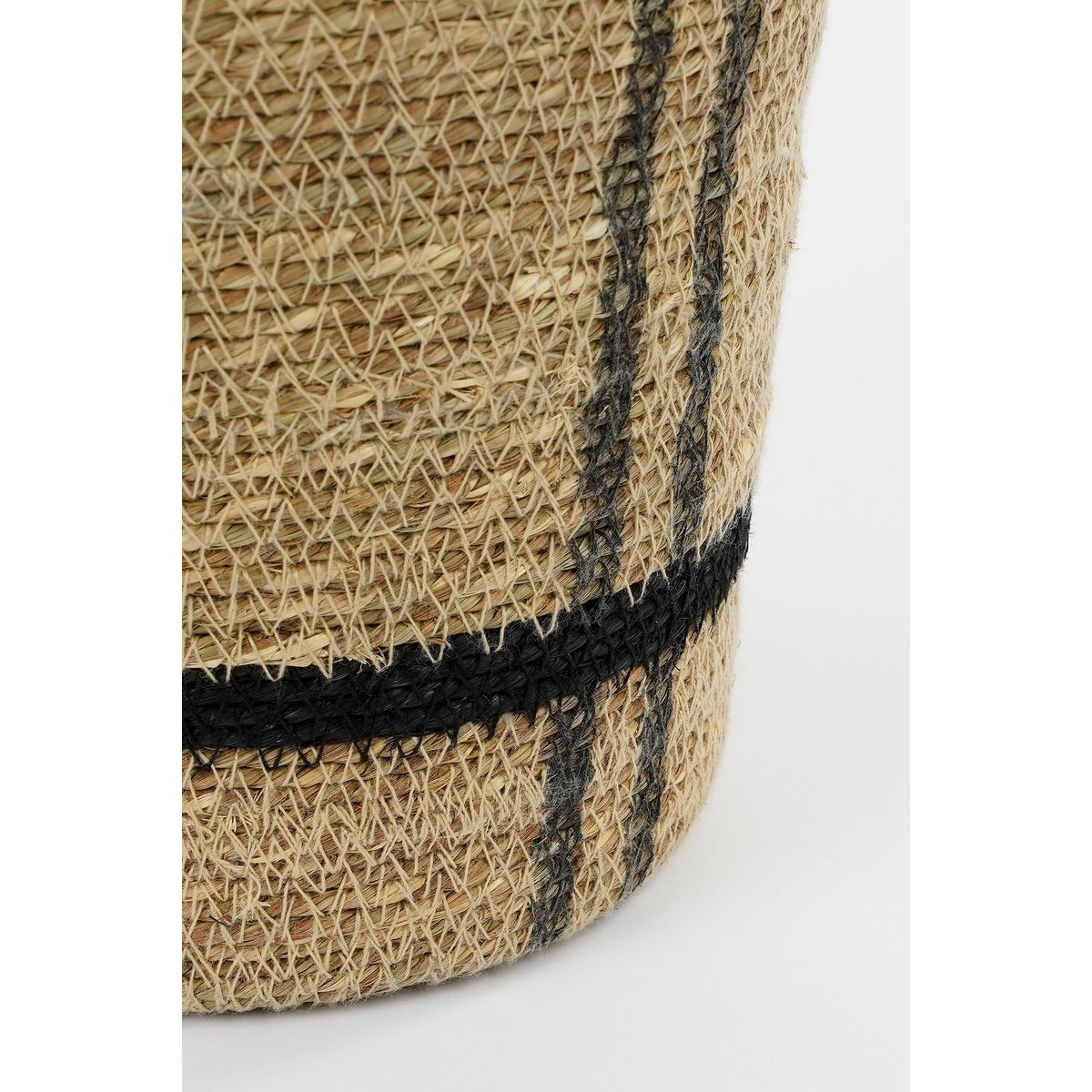 Mica Decorations Opbergmanden – Set van 3 Zeegras Bruin met Zwart Accent