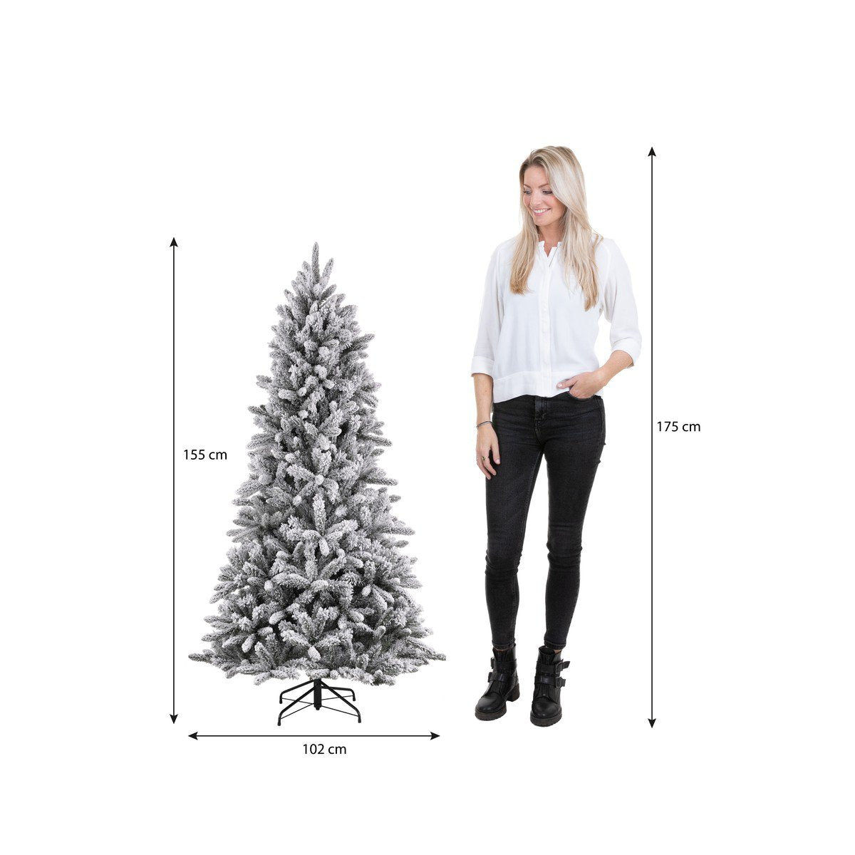 Snowdon besneeuwde kunstkerstboom, 155 cm, Ø 102 cm