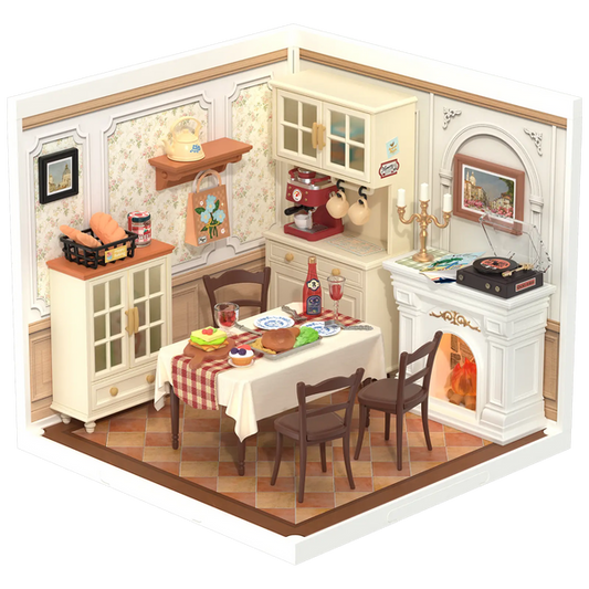 DIY miniatuur eetkamer met led, 16,3 x 16,3 x 15,2 cm