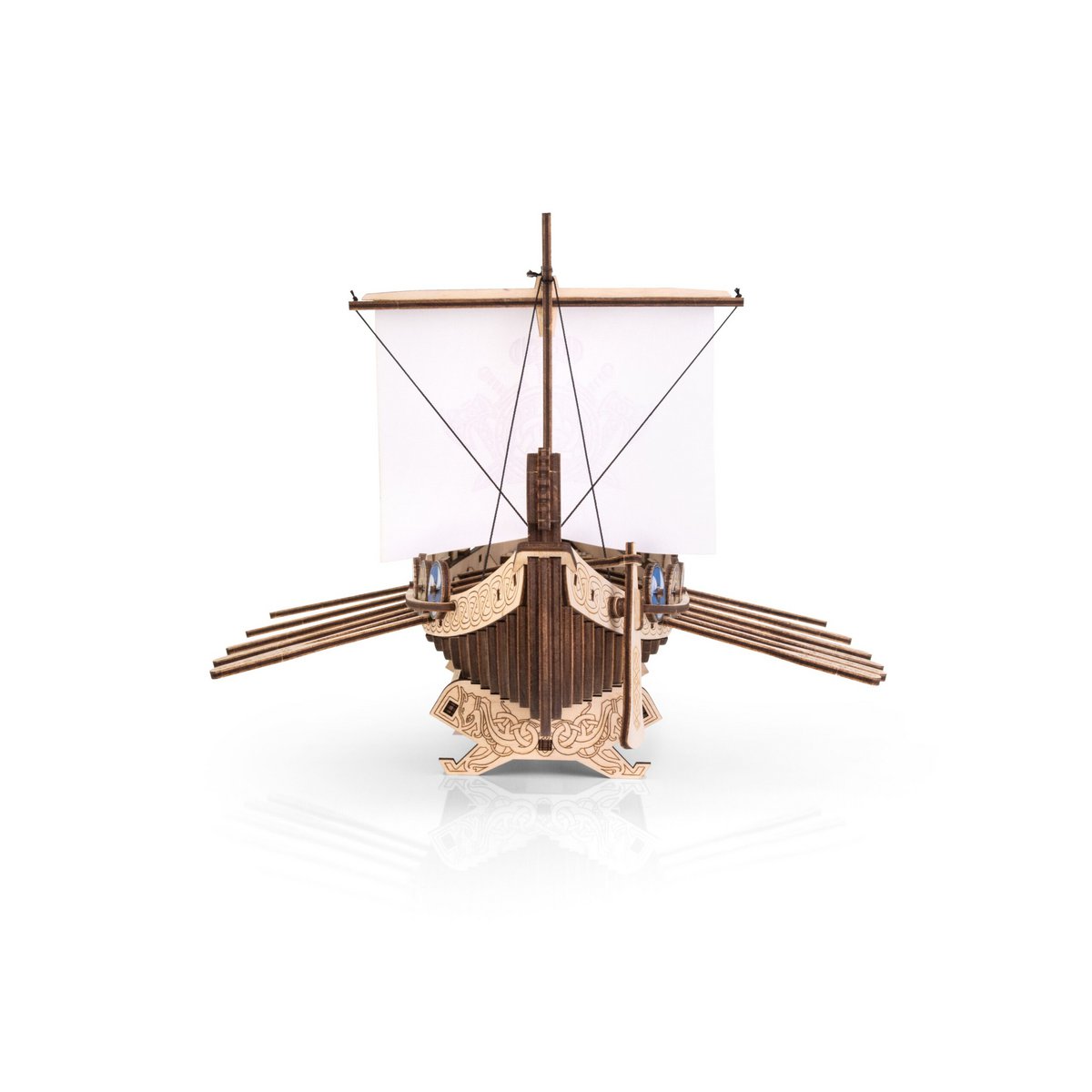 Drakkar Vikingschip houten bouwpakket, 26 × 34 × 21,7 cm