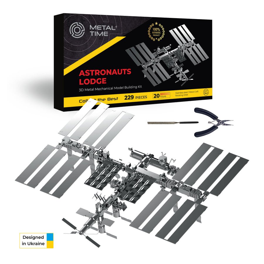 3D metalen bouwpakket Astronauts Lodge ruimtebasis 19,8 × 23,4 × 22,9 cm – 229 onderdelen
