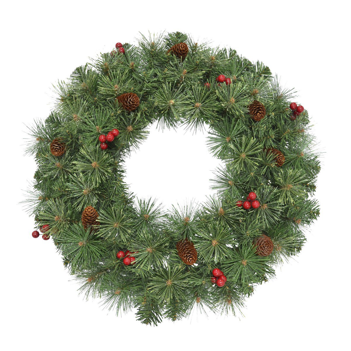 Warth kerstkrans met dennenappels en rode besjes, Ø 60 cm