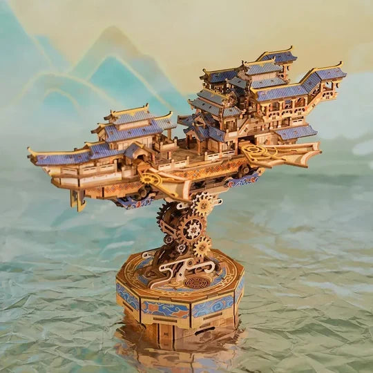 DIY 3D houten mechanische puzzel Wind Voyager, 39 x 18,7 x 24,6 cm