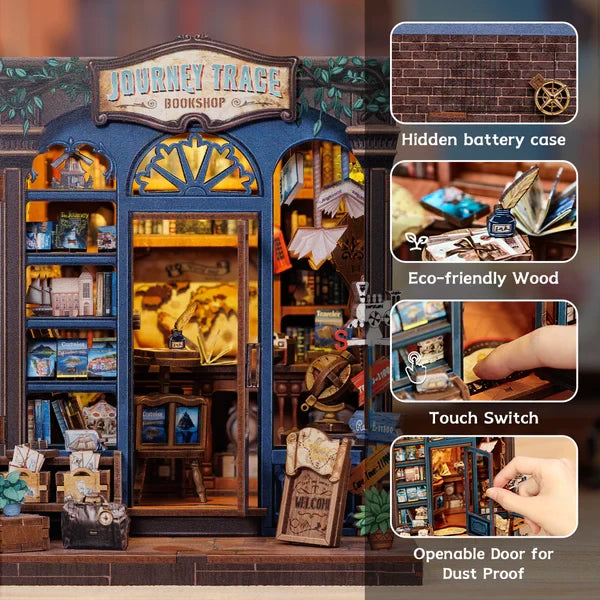Journey Trace Bookshop miniatuurhuisje, 15,5 × 16 × 18 cm