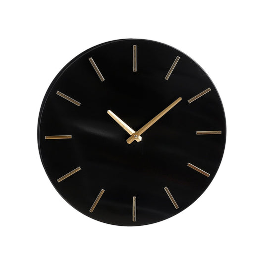 Mica Decorations Brixen Wandklok Zwart met Gouden Wijzers Ø35,5 cm Aluminium