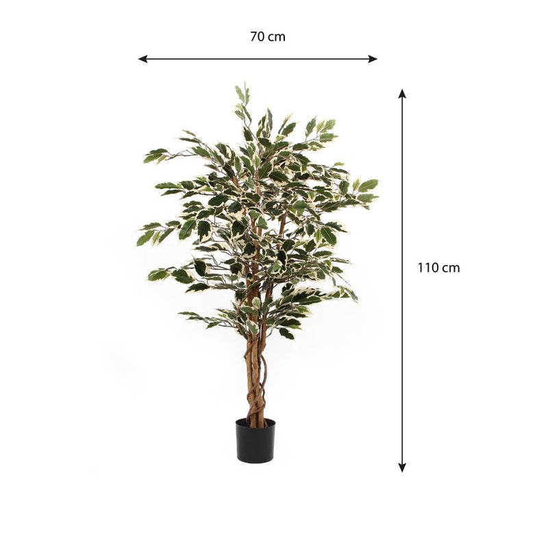 Ficus kunstplant, groen, 70 × 70 × 110 cm