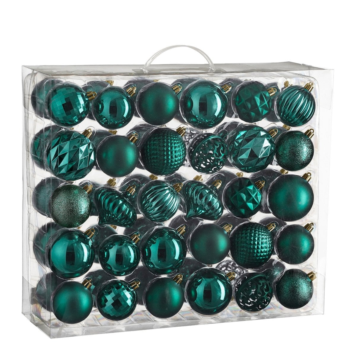 Donkergroene kerstballen set, onbreekbaar, 60 stuks Ø 7 cm