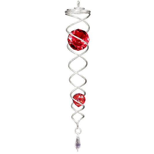 Windspinner Spin Art crystal tail zilver/rood, 30 cm