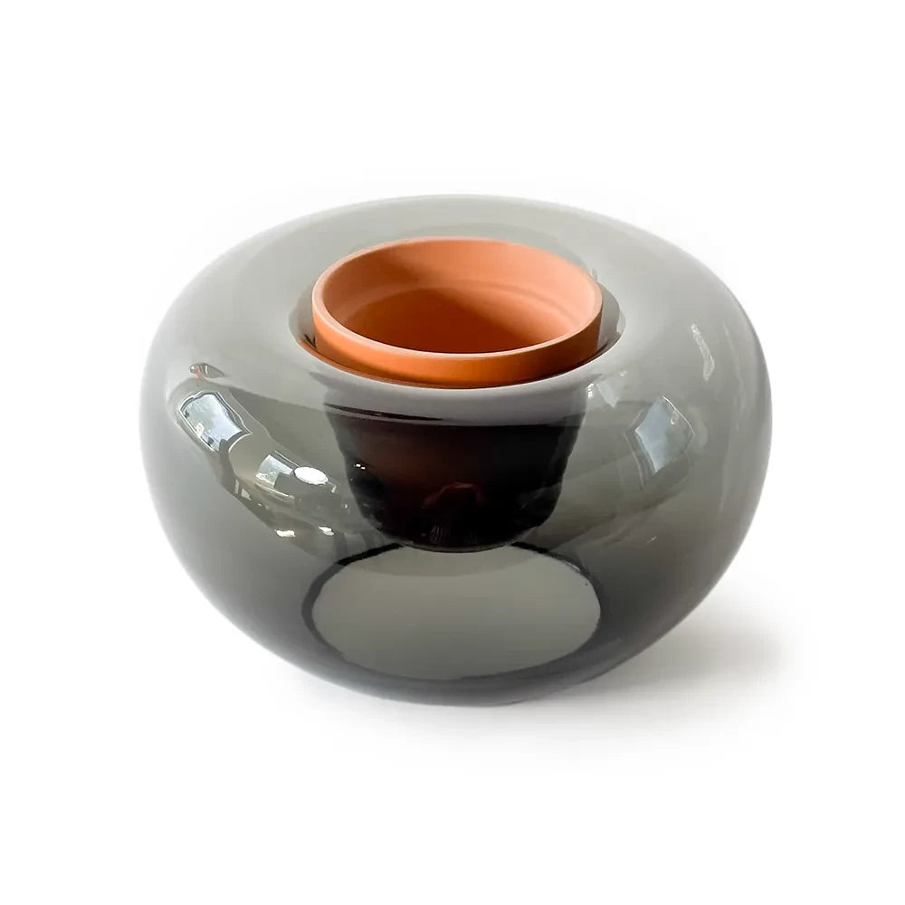 Potvase glazen plantenvaas met terracotta pot, Ø 35 cm
