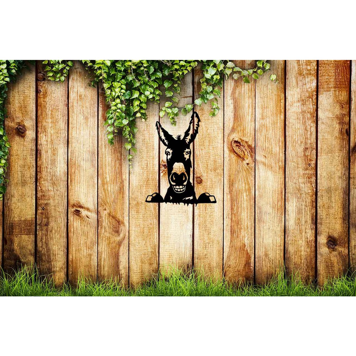 Peekaboo ezel metalen wanddecoratie zwart