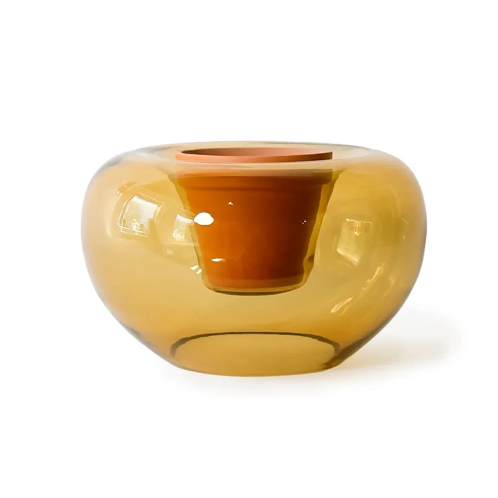 Potvase glazen plantenvaas met terracotta pot, Ø 35 cm