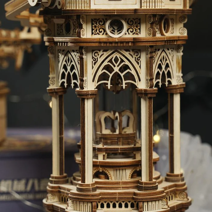 DIY 3D houten muziekdoos Victorian Lantern, 14 x 11,5 x 30 cm