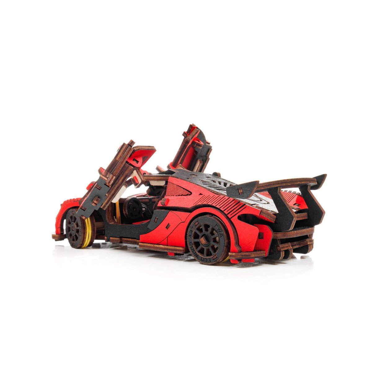 3D mechanische houten puzzel raceauto rood 21 × 9,5 × 5,7 cm – 237 stukjes
