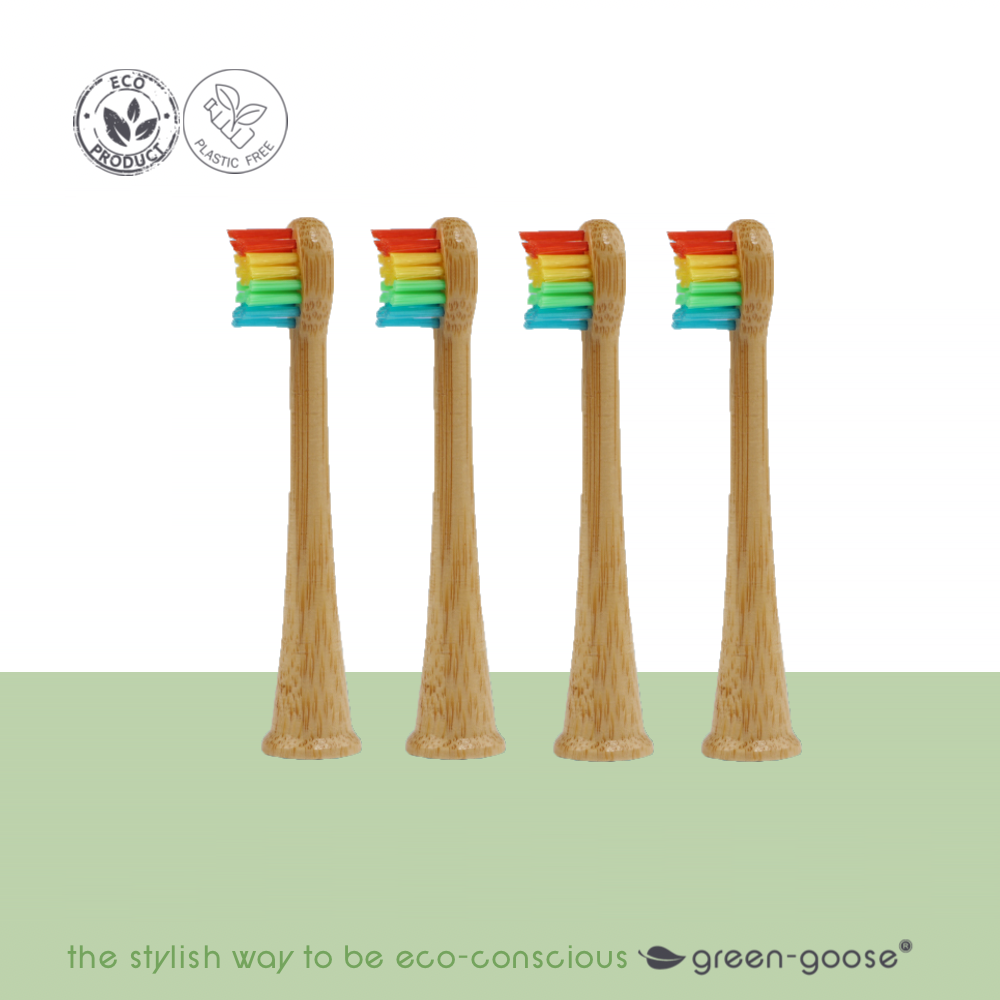 Bamboe Sonicare opzetborstels voor kinderen, 4 stuks rainbow