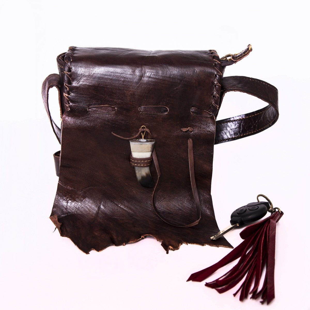 Qabli leren schoudertas, 18 × 4,5 × 22 cm