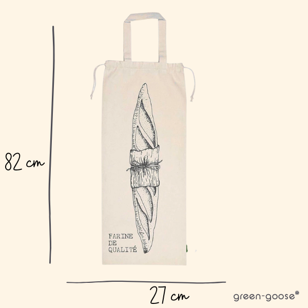 Katoenen broodzak XXL crème, 27 x 70 cm