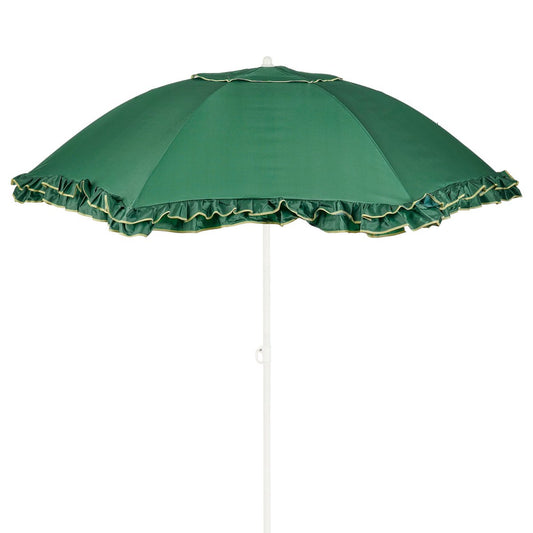 Donkergroene parasol met ruches Ø195 cm