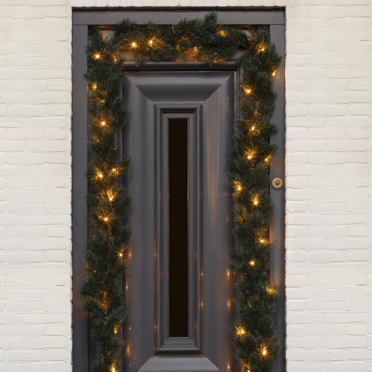 Glendon guirlande met rijp-effect en verlichting, 270 cm, Ø 25 cm
