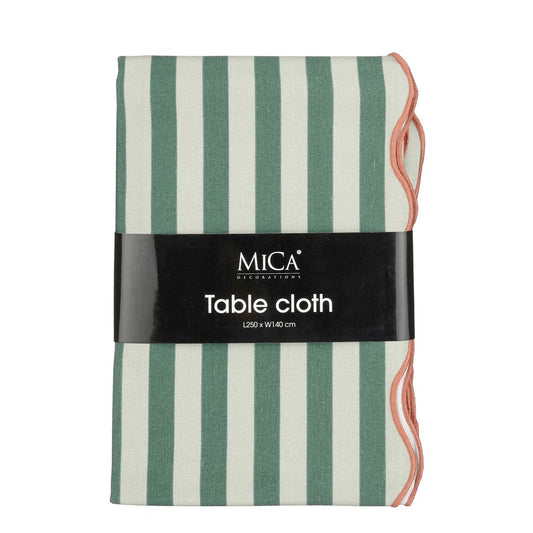 Mica Decorations tafelkleed groen gestreept katoen 250 × 140 cm