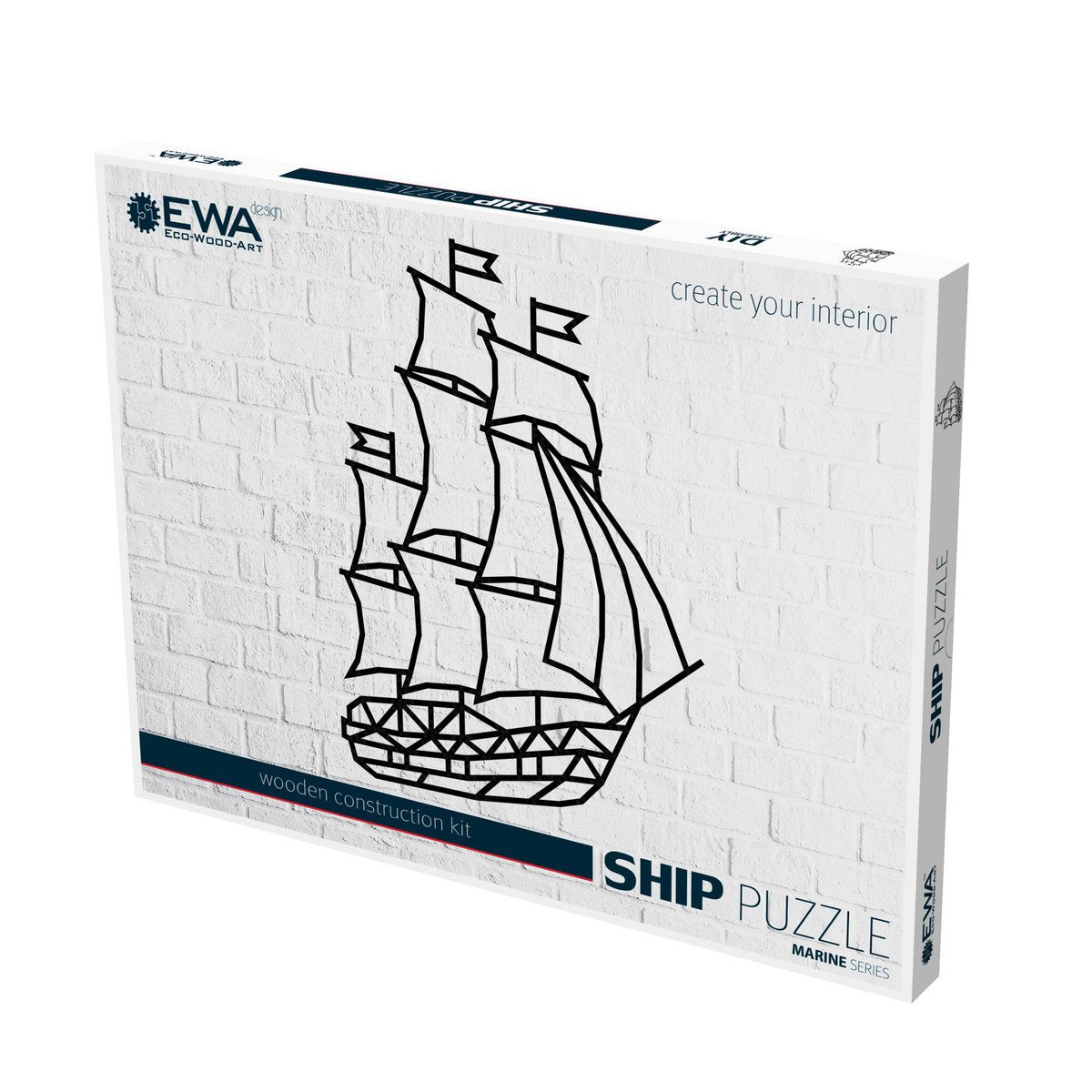 Houten wandpuzzel schip, 59,7 × 82,7 cm