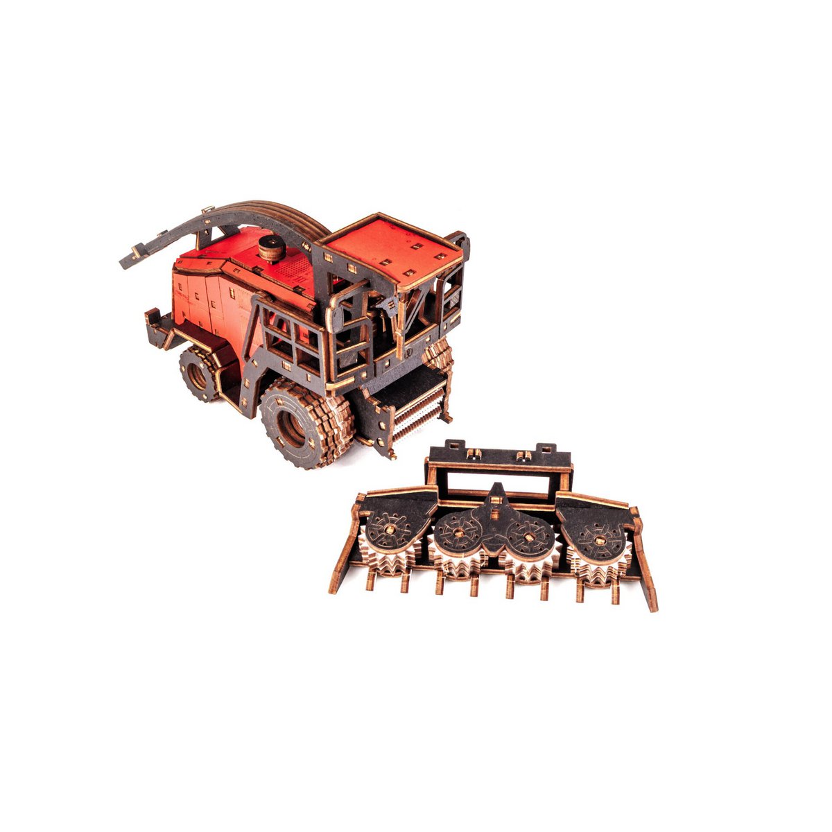 DIY houten mechanische puzzel hakselaar FS80, 27 x 15 x 12 cm