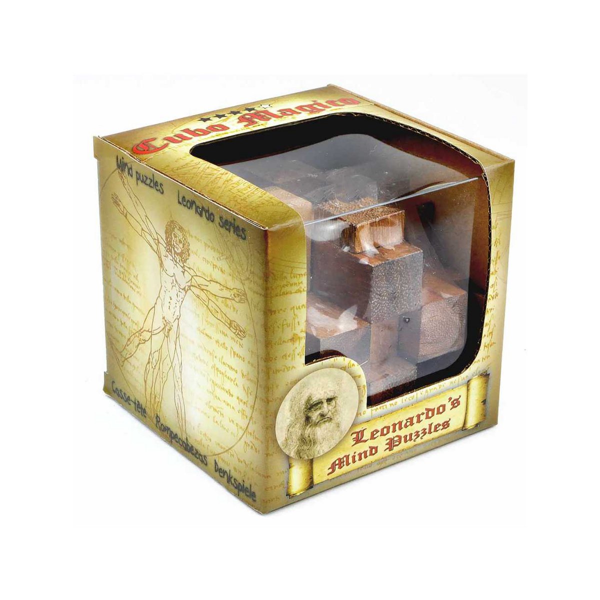 Houten breinbreker Magic Cube, 8 cm