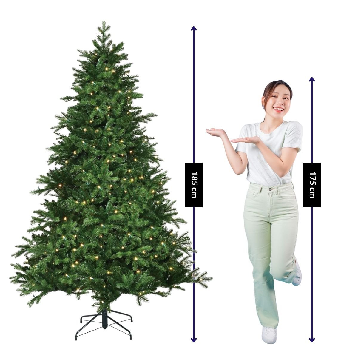 Brampton kunstkerstboom met LED-verlichting, 215 cm