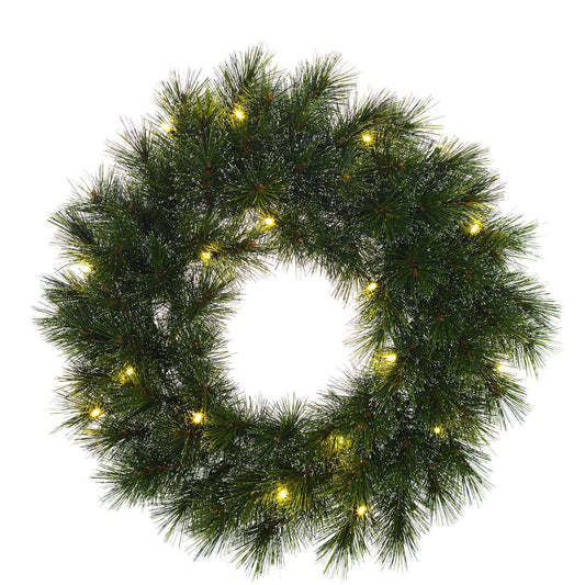 Glendon kerstkrans met rijp-effect en verlichting, Ø 60 cm