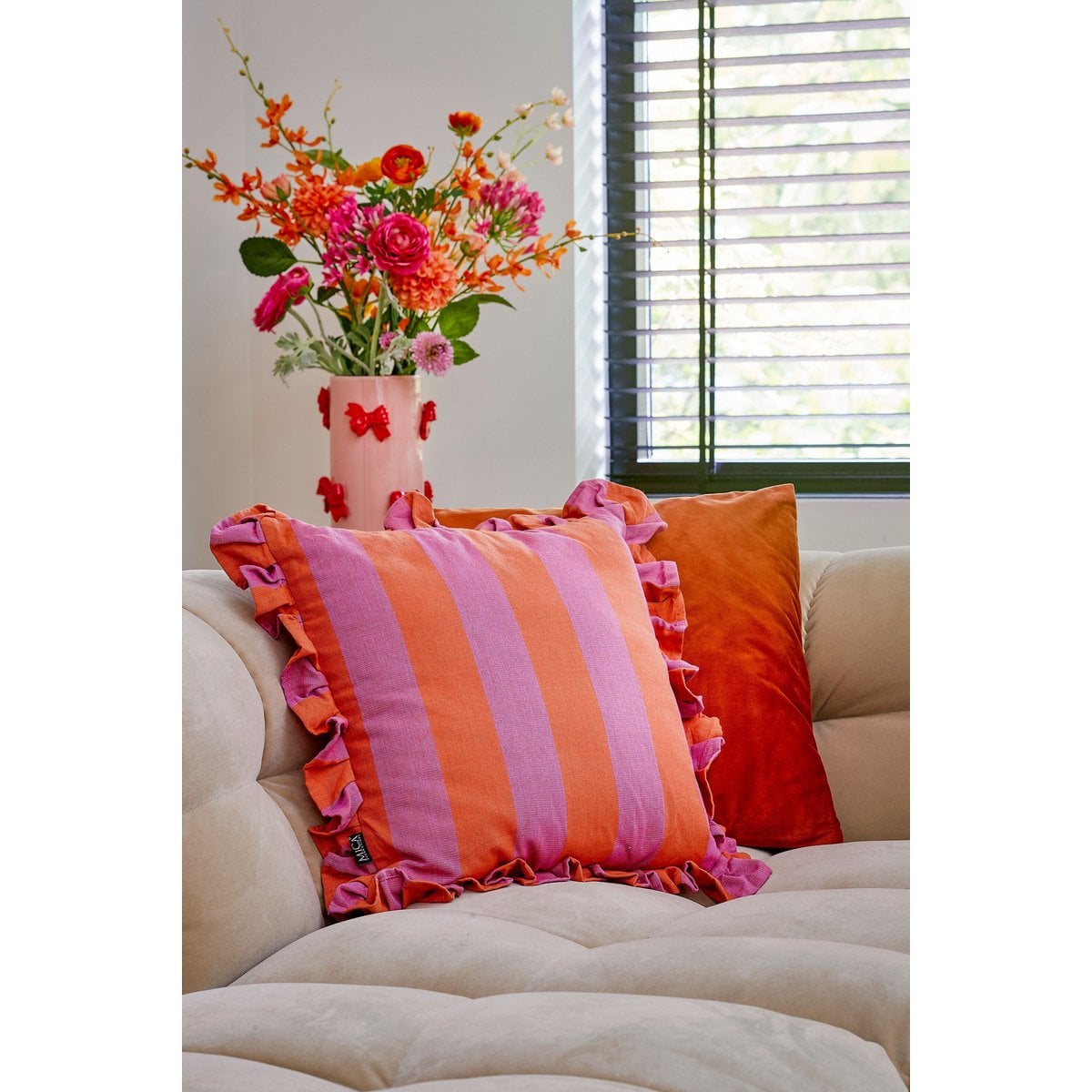 Sierkussen Mica Decorations lila/oranje 45x45 cm
