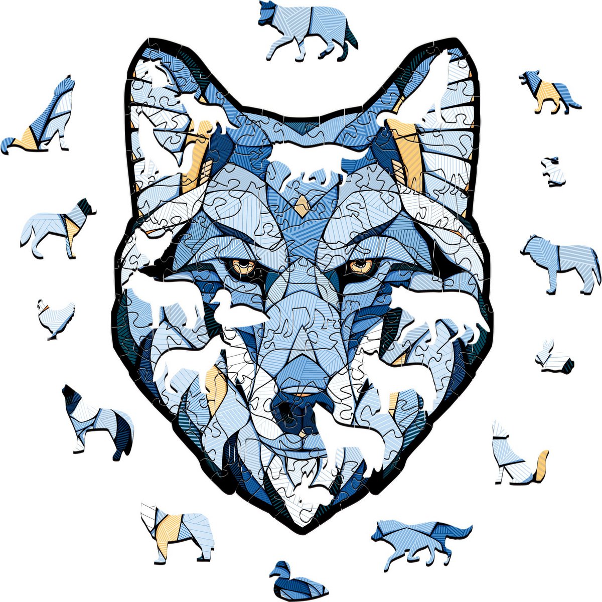 Houten legpuzzel wolf M 260 stukjes, 35,6 × 27,4 cm