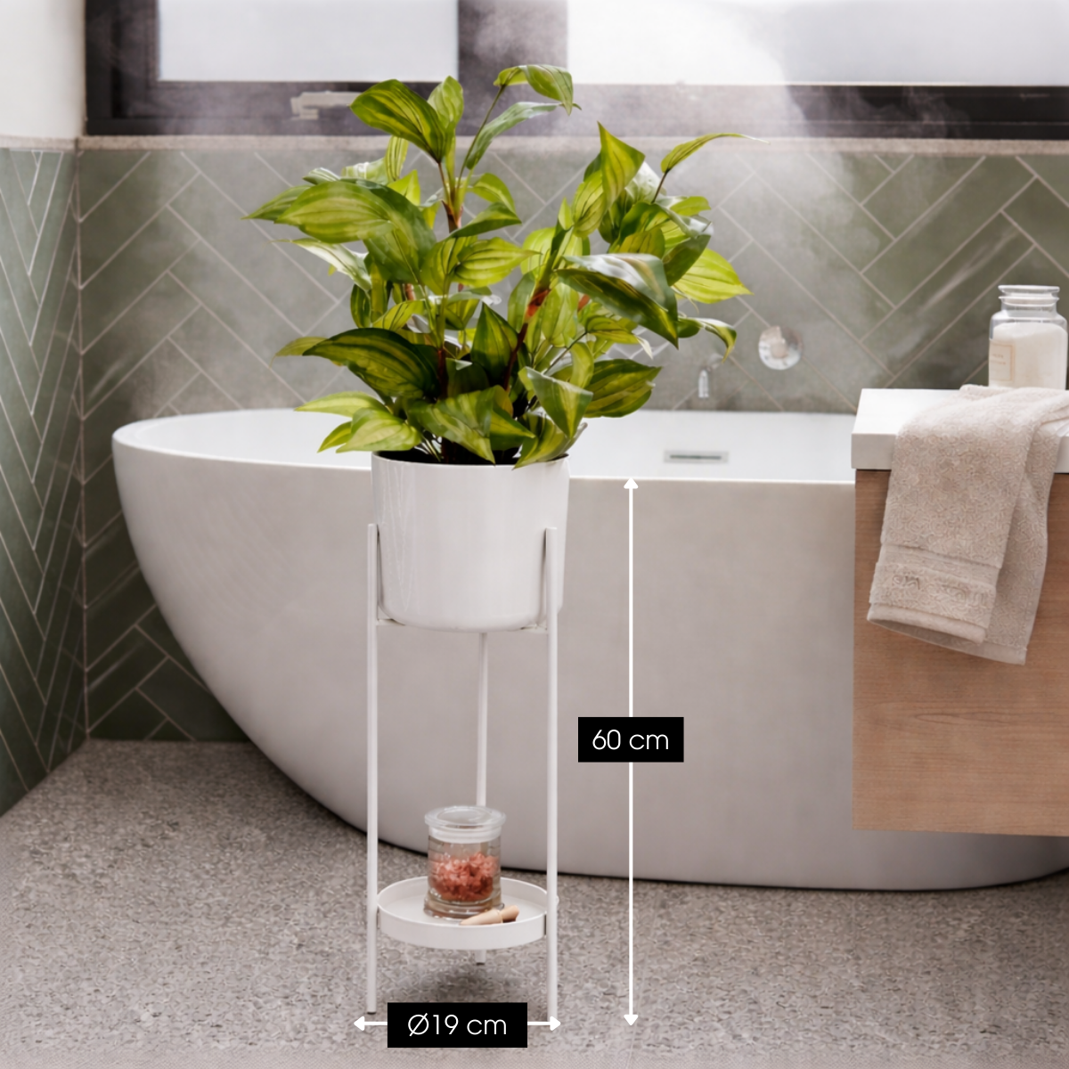 Colyn bloempot op standaard wit Ø 19 × 60 cm