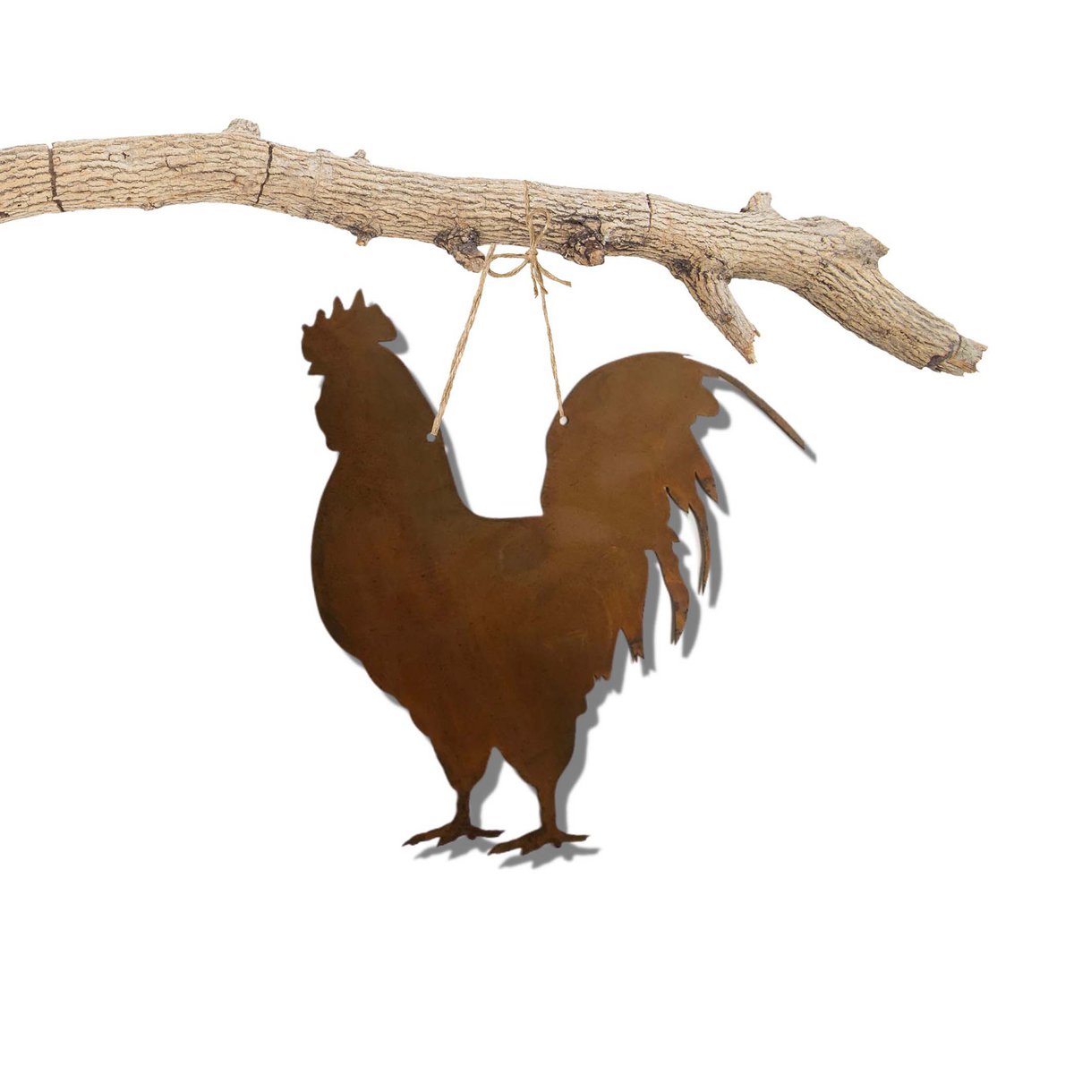 Roestmetalen haan en hen, ca 22 cm