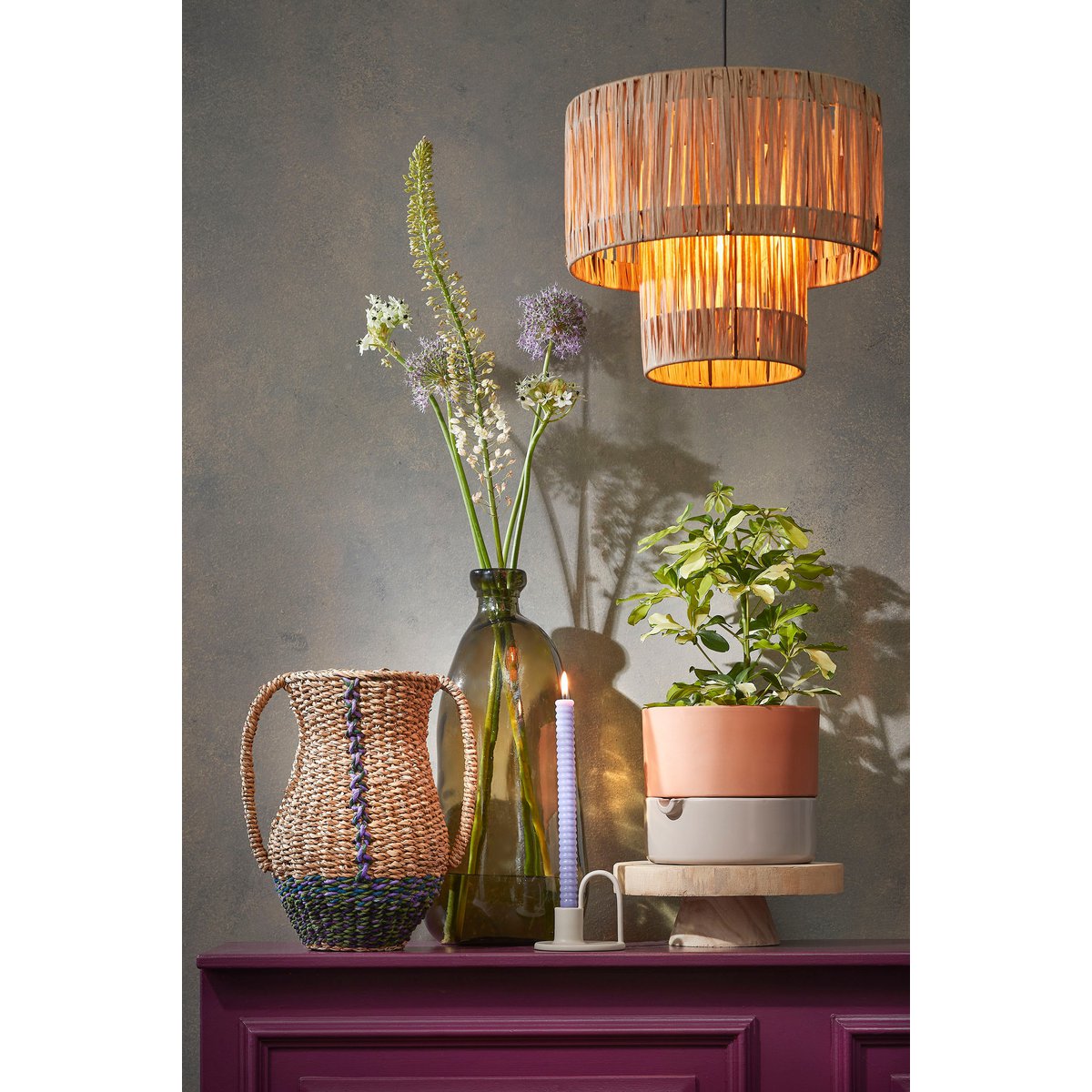 Mica Decorations Cambridge Mand Vaas – Zeegras Multicolor (H35 x Ø23 cm)