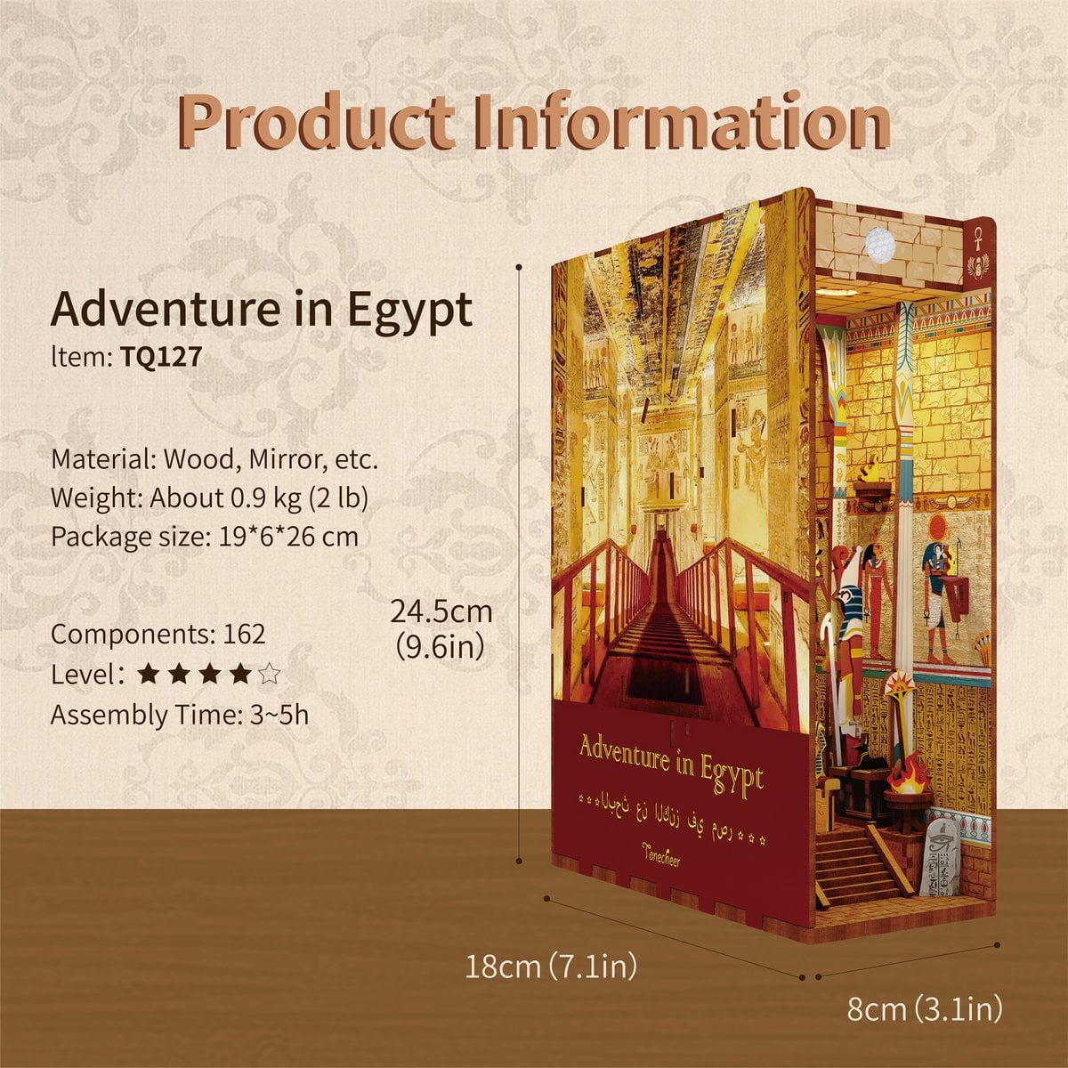 DIY book nook adventure in egypt bookend, 24,5 cm