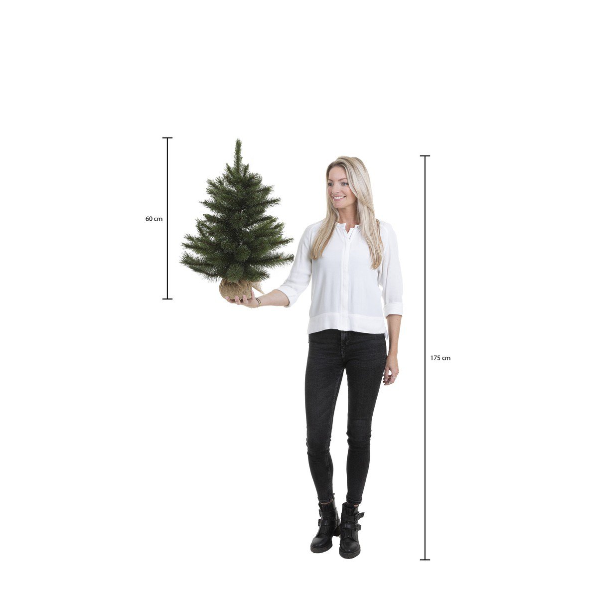 Pittsburgh kunstkerstboom 60 cm, frosted, met jute voet