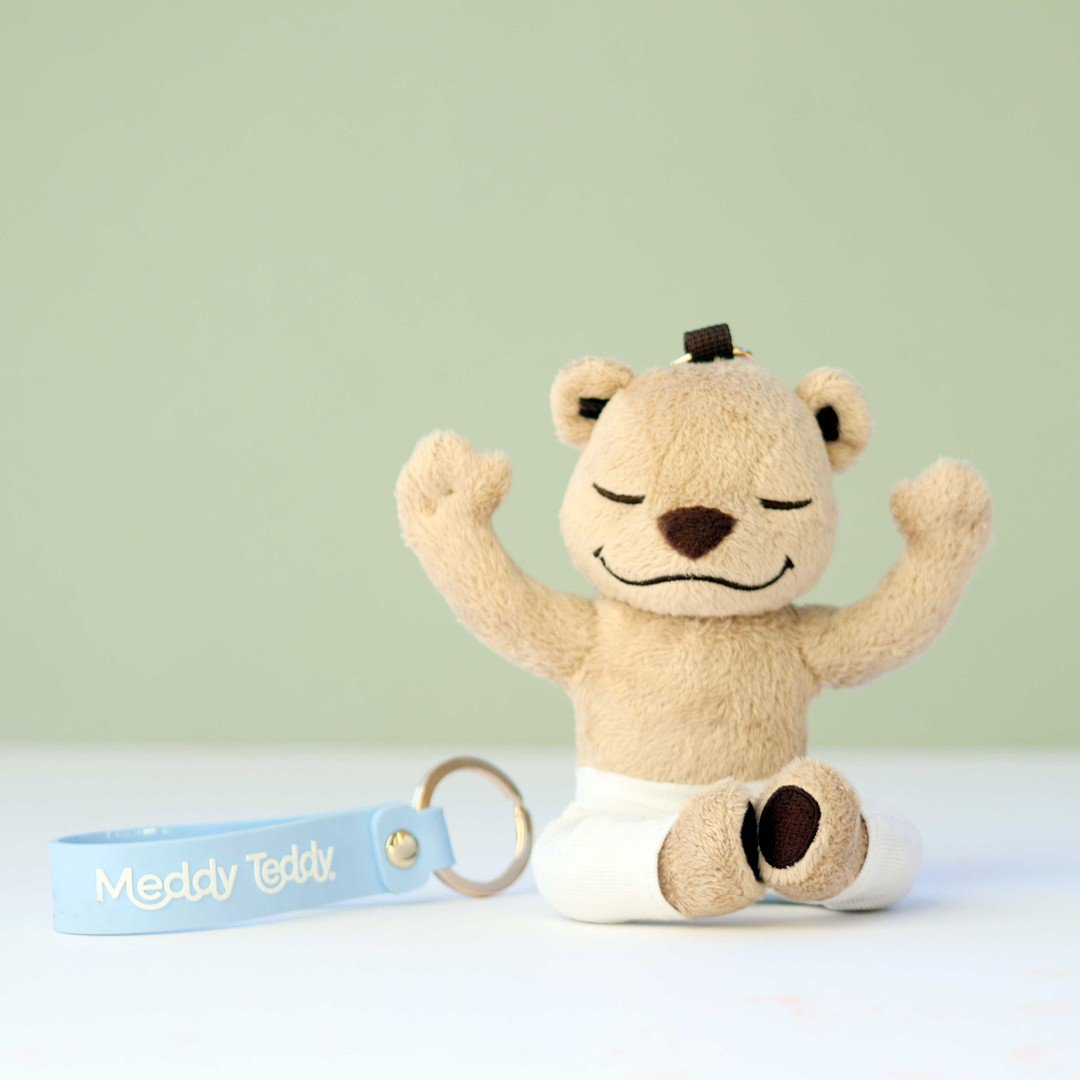 Pluchen Meddy Teddy sleutelhanger blauw, 19 cm