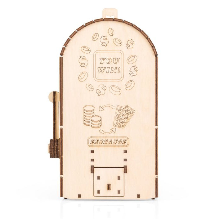 Eenarmige bandiet mechanische houten puzzel, 25,3 × 11,7 × 13,6 cm
