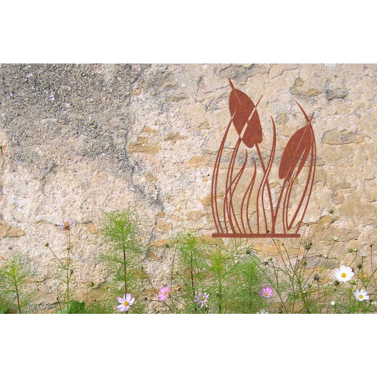 Art Bizniz metalen wanddecoratie pampasgras roeststaal